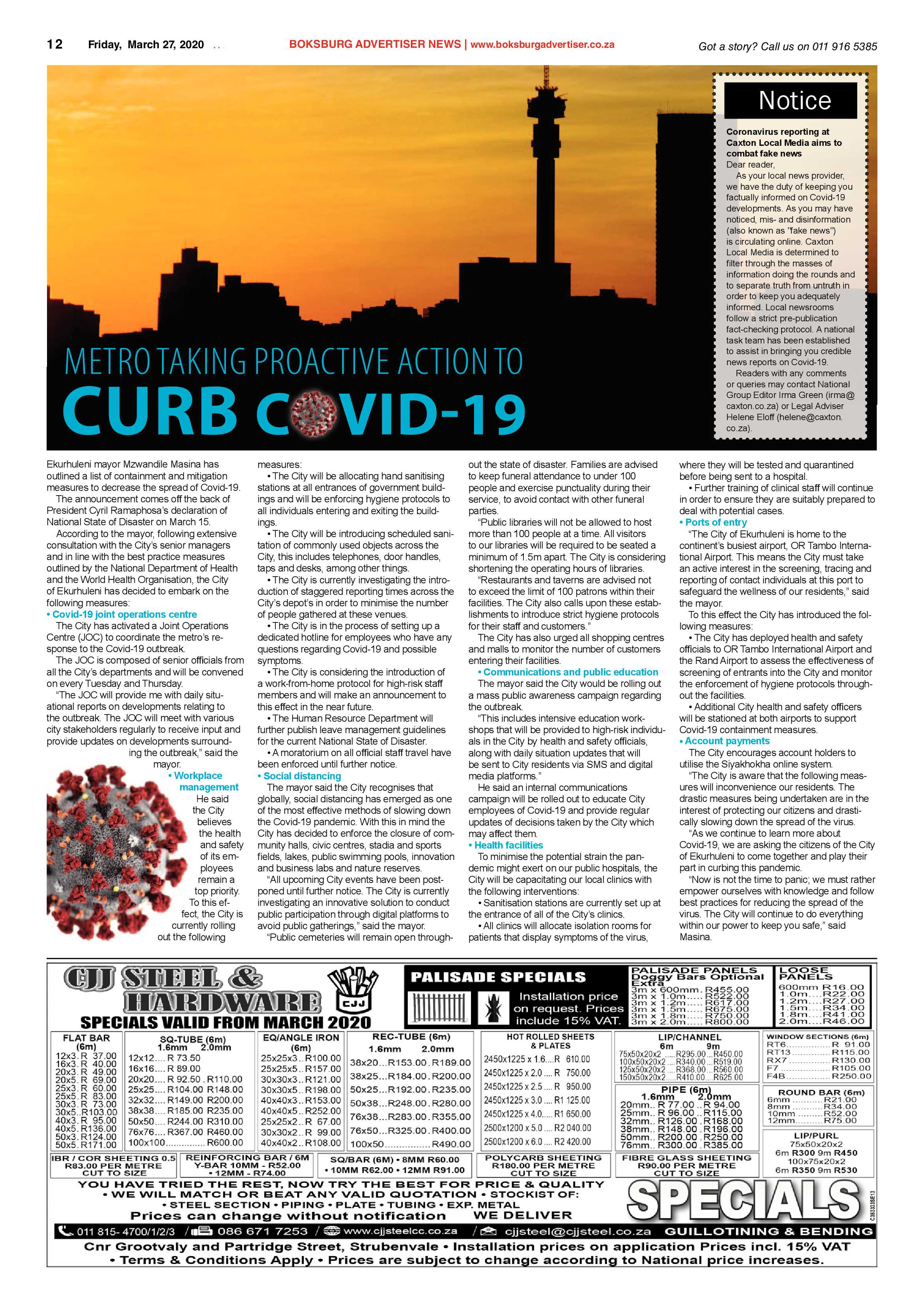 Boksburg Advertiser March 24 2020 page 12