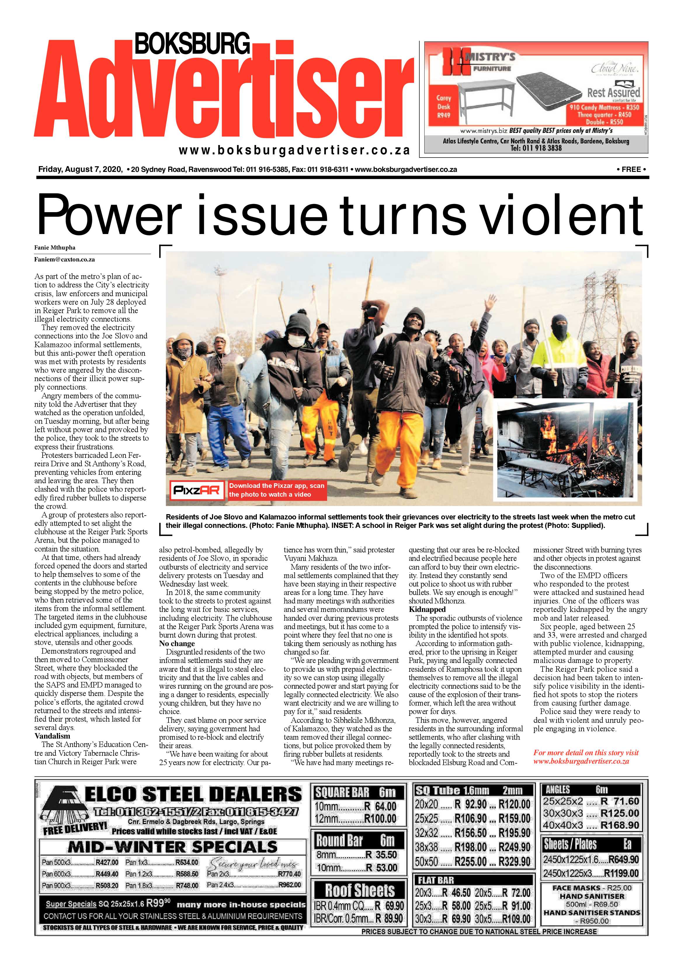 Boksburg Advertiser  04 August 2020 page 1