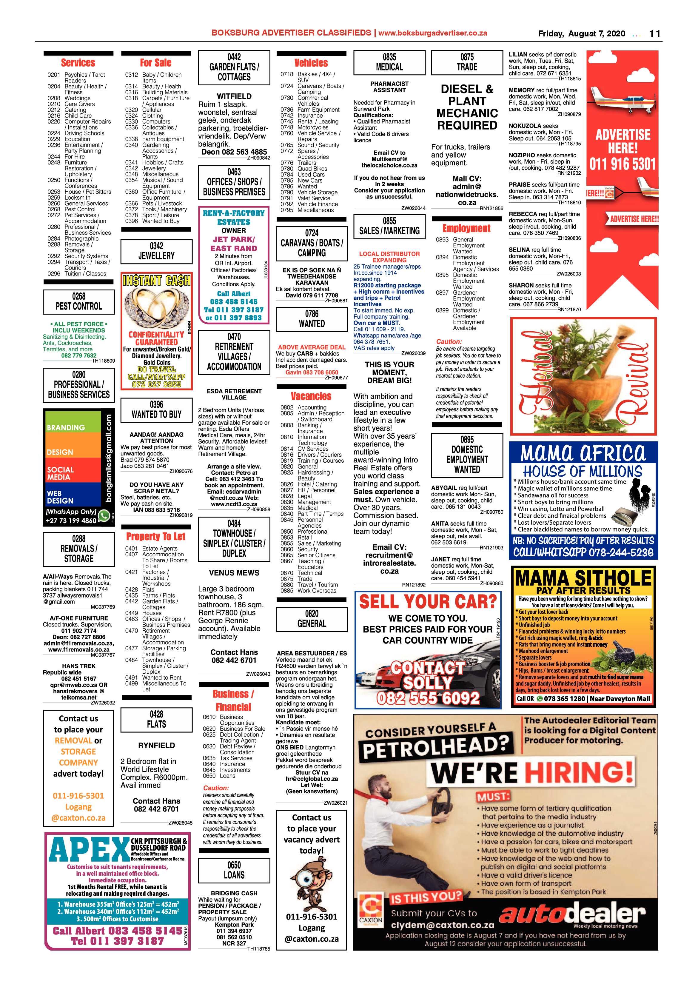Boksburg Advertiser  04 August 2020 page 11