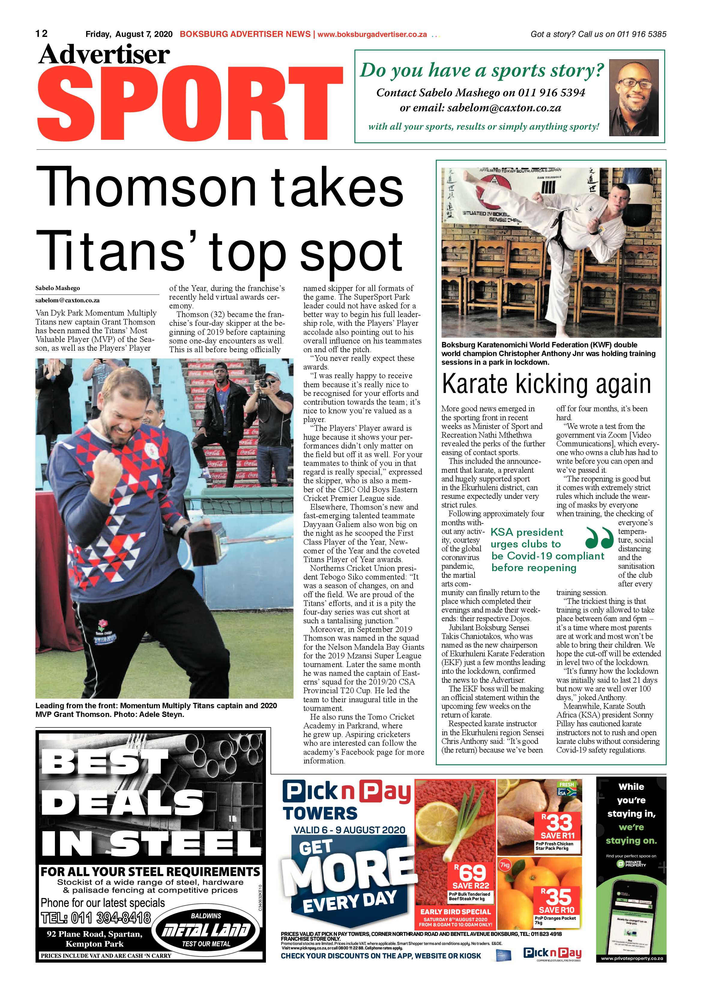 Boksburg Advertiser  04 August 2020 page 12