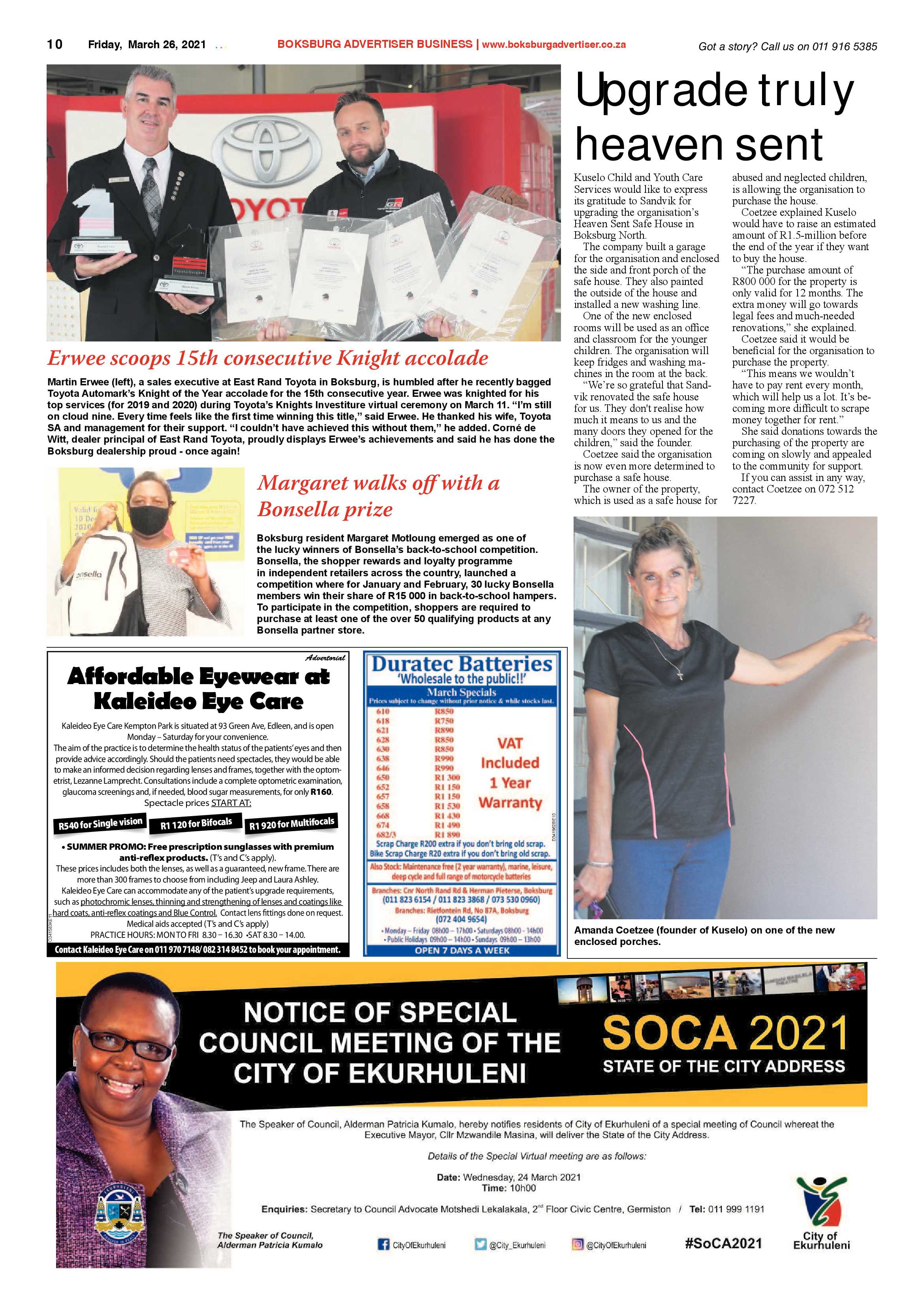 Boksburg Advertiser  26 March 2021 page 10