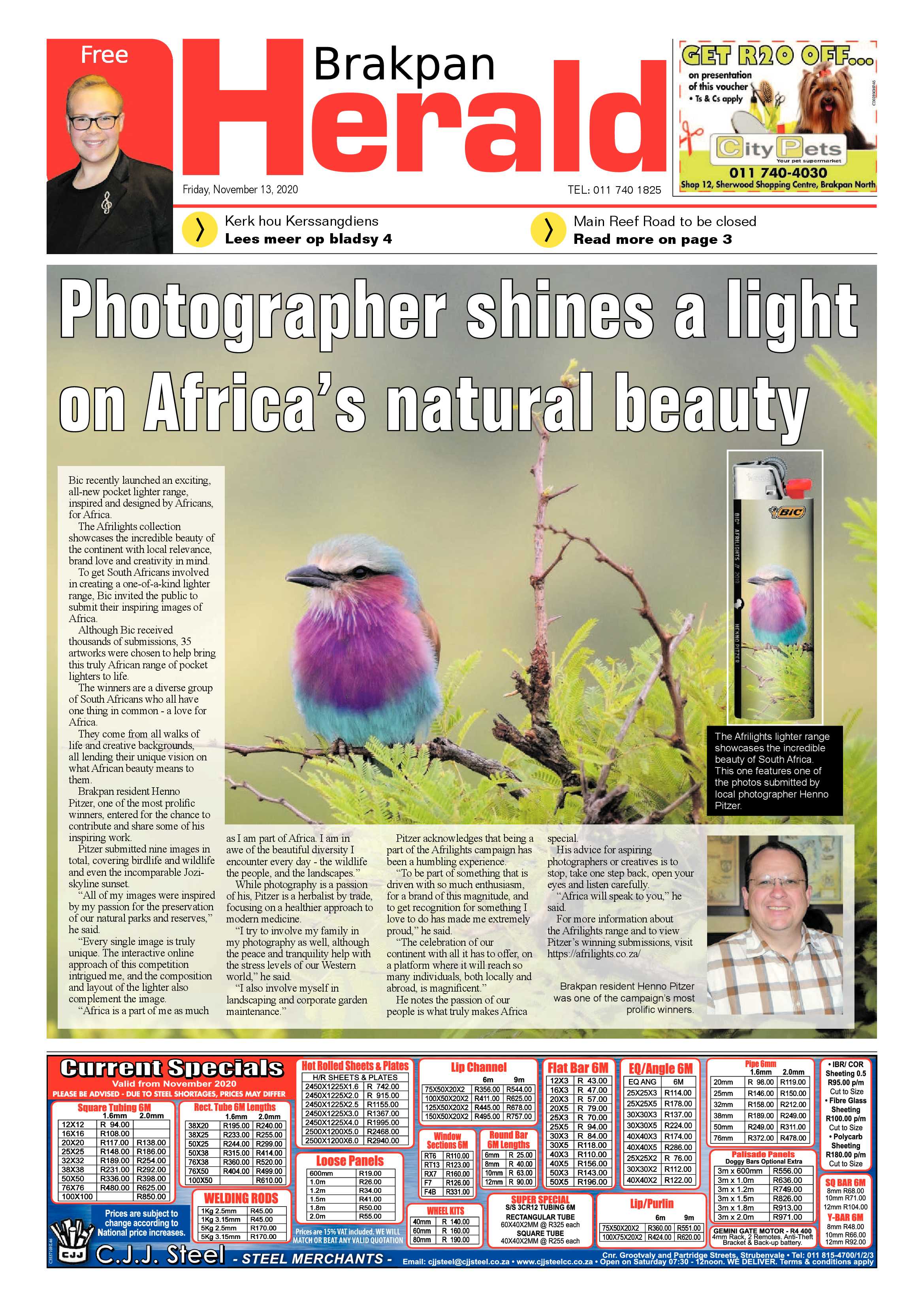 Brakpan Herald 13 November  2020 page 1