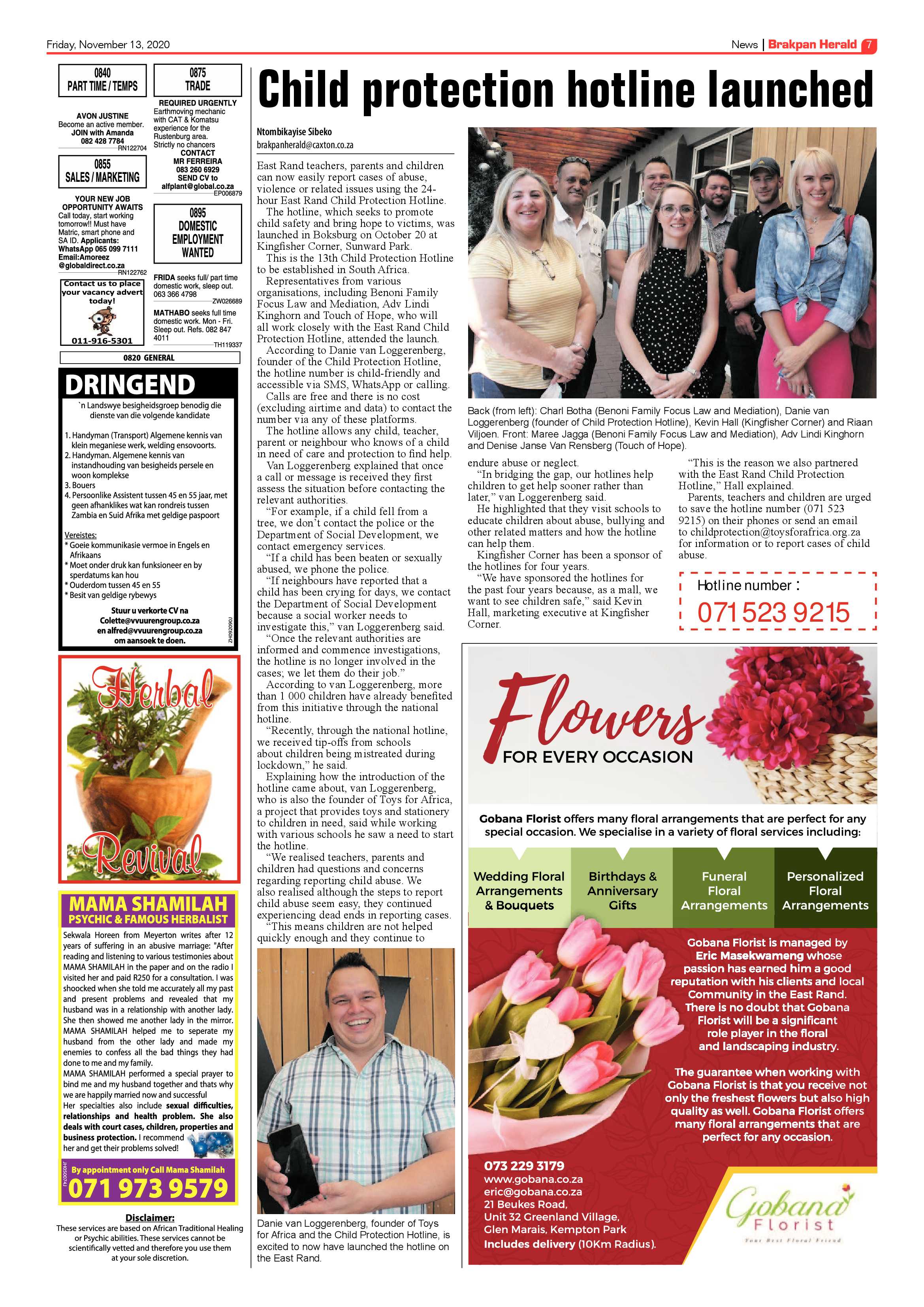 Brakpan Herald 13 November  2020 page 7