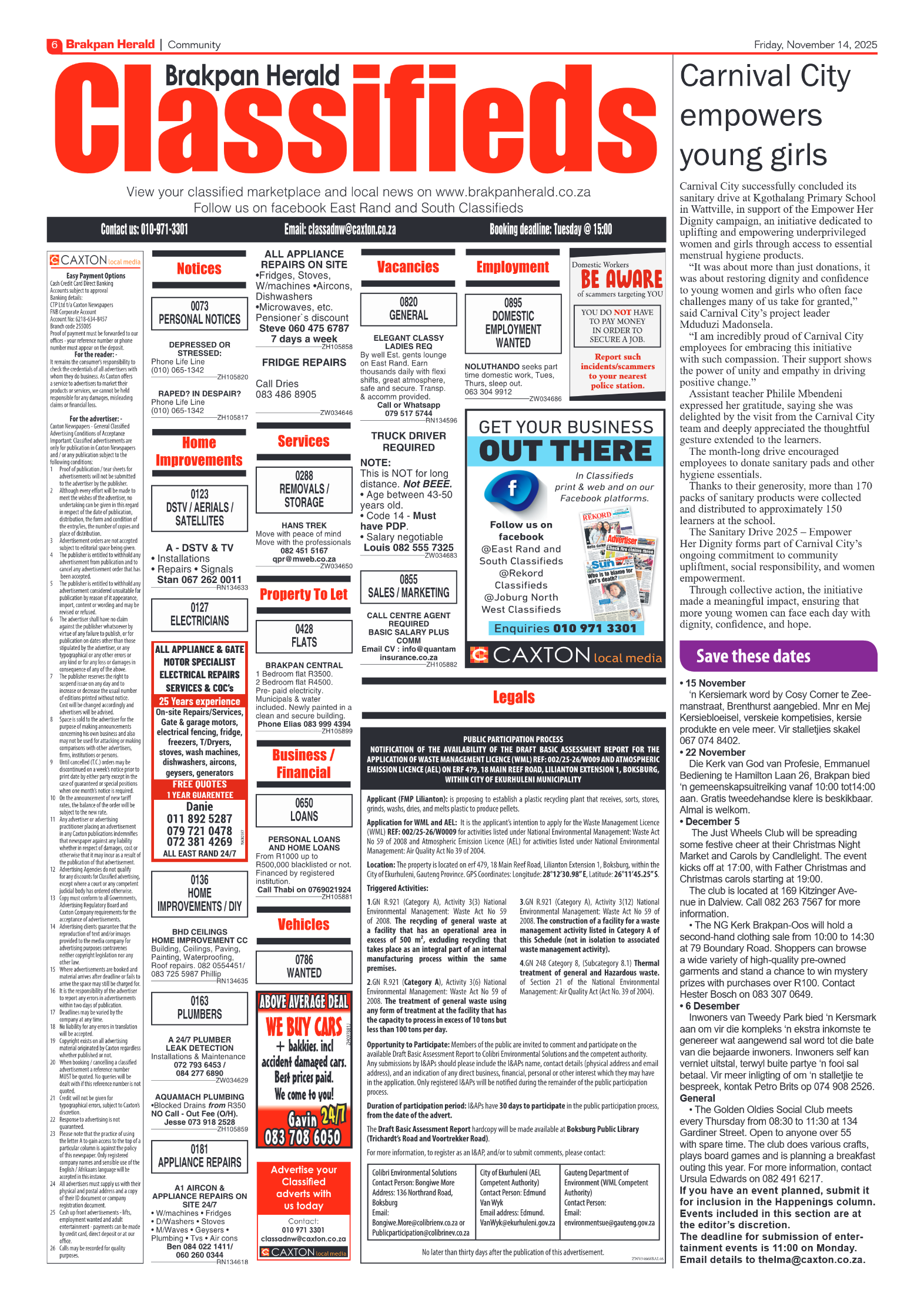 Brakpan Herald 14 November 2025 page 8