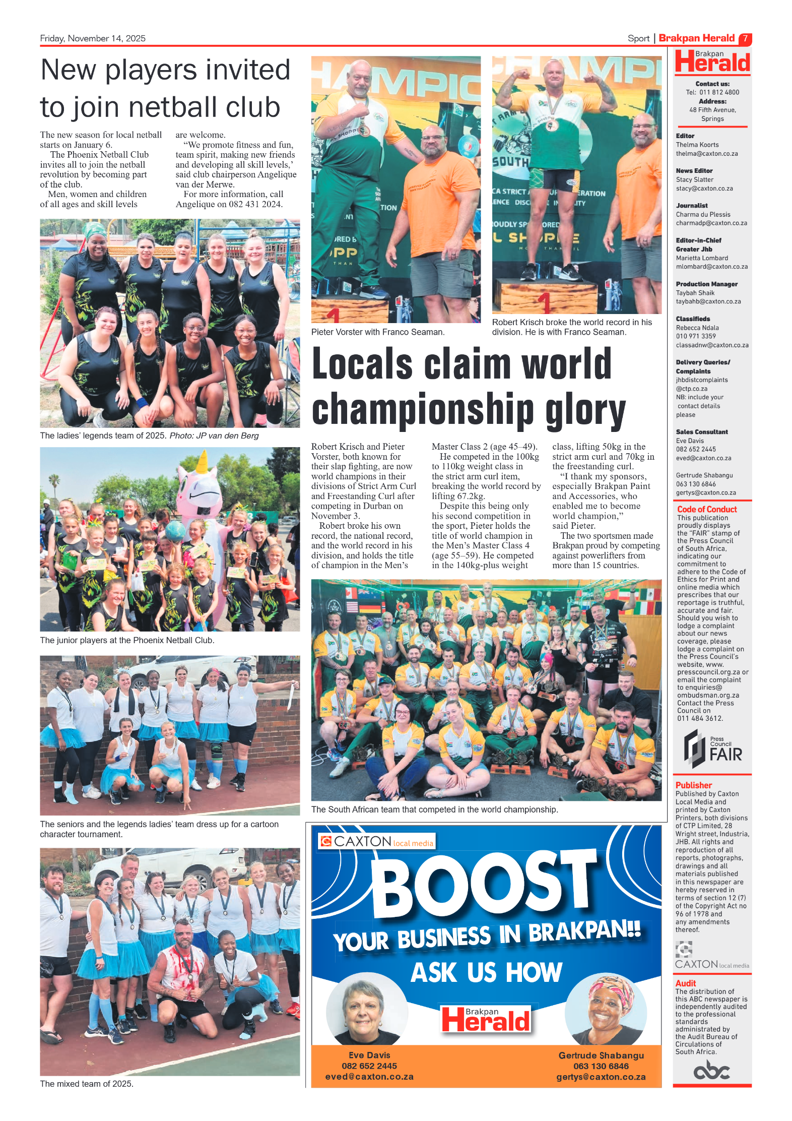 Brakpan Herald 14 November 2025 page 9