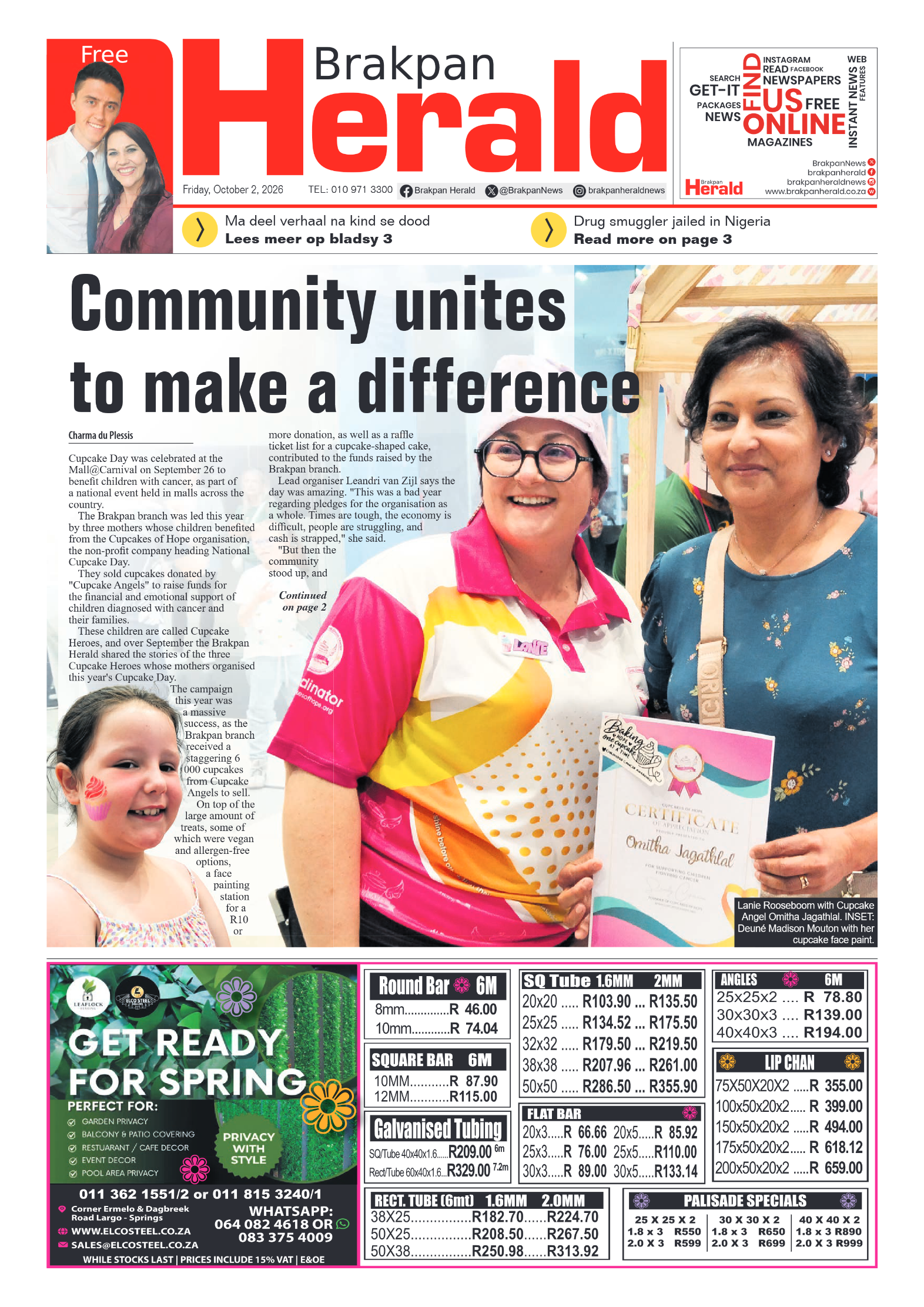 Brakpan Herald 2 October 2026 page 1