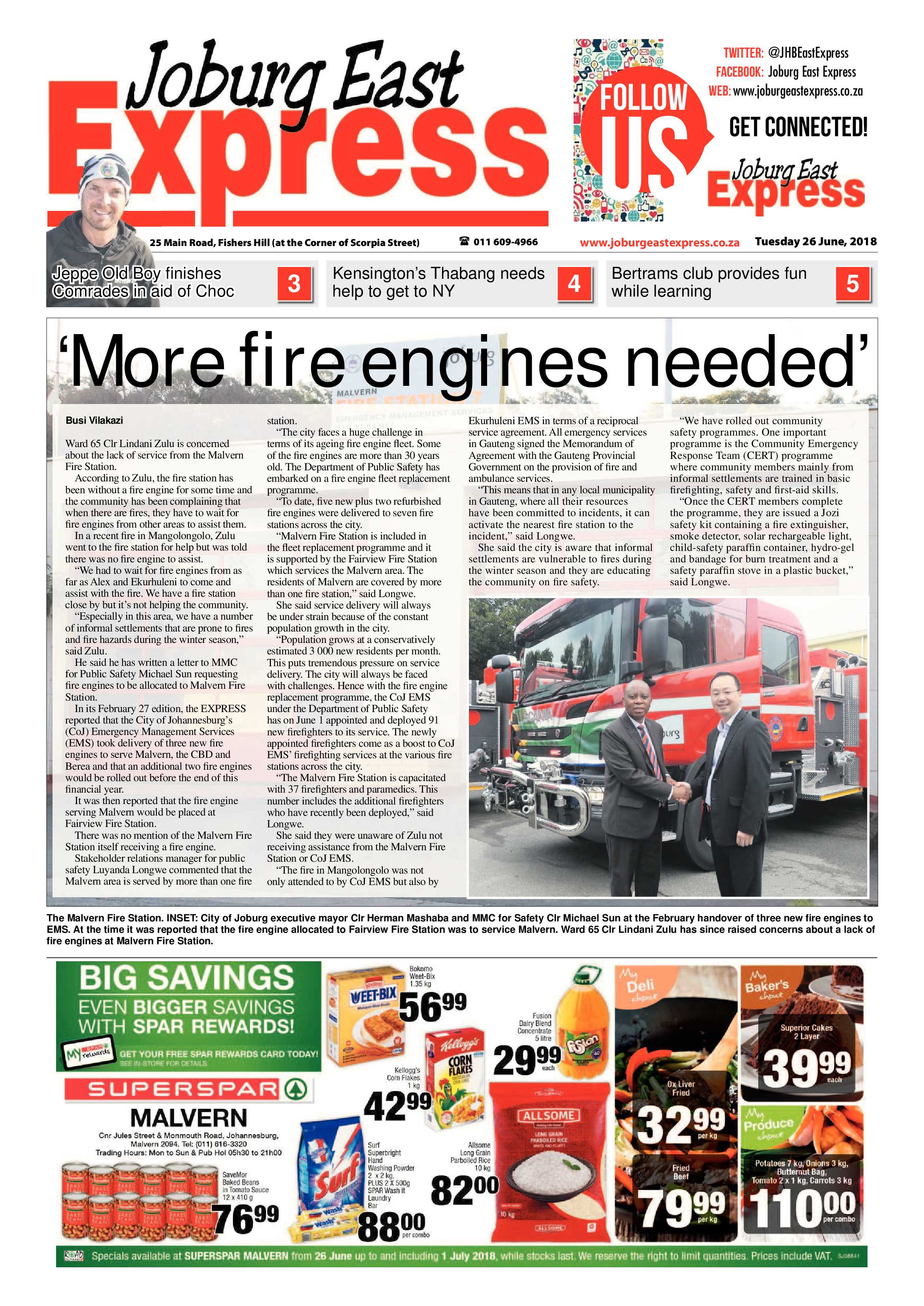 Joburg East Express 26 June 2018 page 1